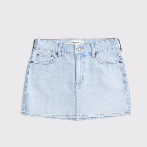 Abercrombie Light Blue Denim High Rise Mini Skirt Size 31 - Picture 2 of 5